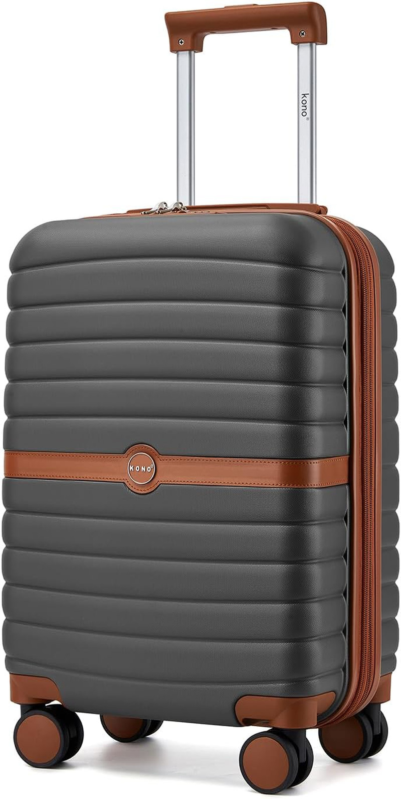 22″ Expandable Carry-On Luggage with Spinner Wheels & Lock – Grey/Brown