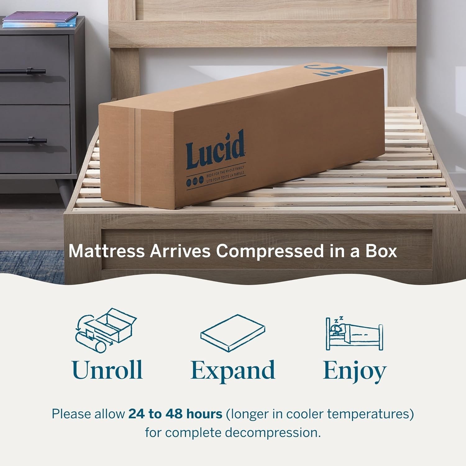 Memory Foam Mattress Twin Size Firm Gel Bamboo Charcoal Low Profile Bed in a Box