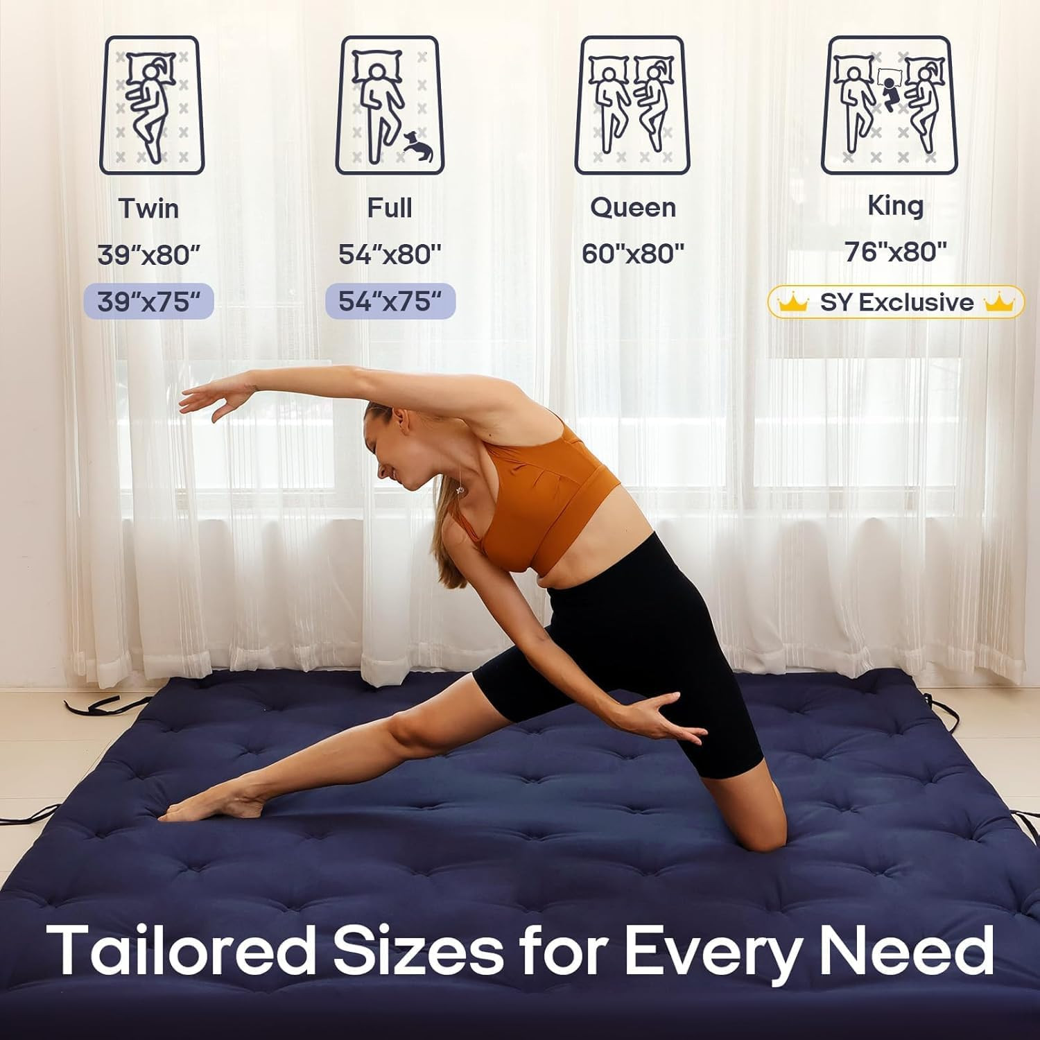 Water Resistant Japanese Futon Mattress, King Size 80″X76″, 2.5 Inch Thick Japan