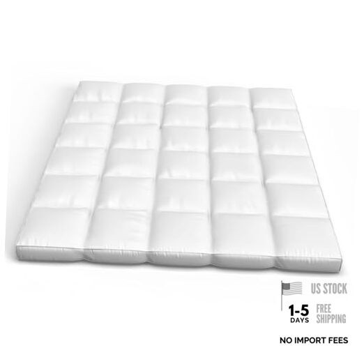 Down Mattress Topper – 4-Inch Duck and Goose Feather Bed with Twin White