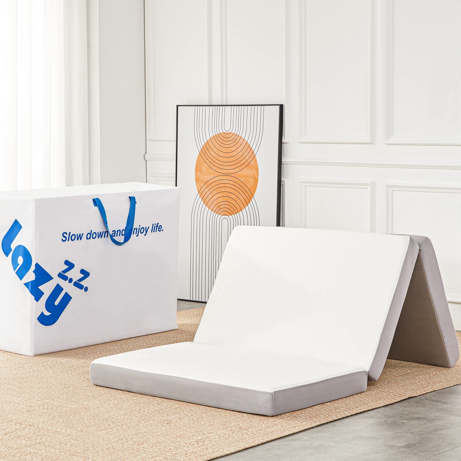 Lazyzizi Folding Mattress, 4 Inch Memory Foam Tri-fold with Breathable Bamboo…