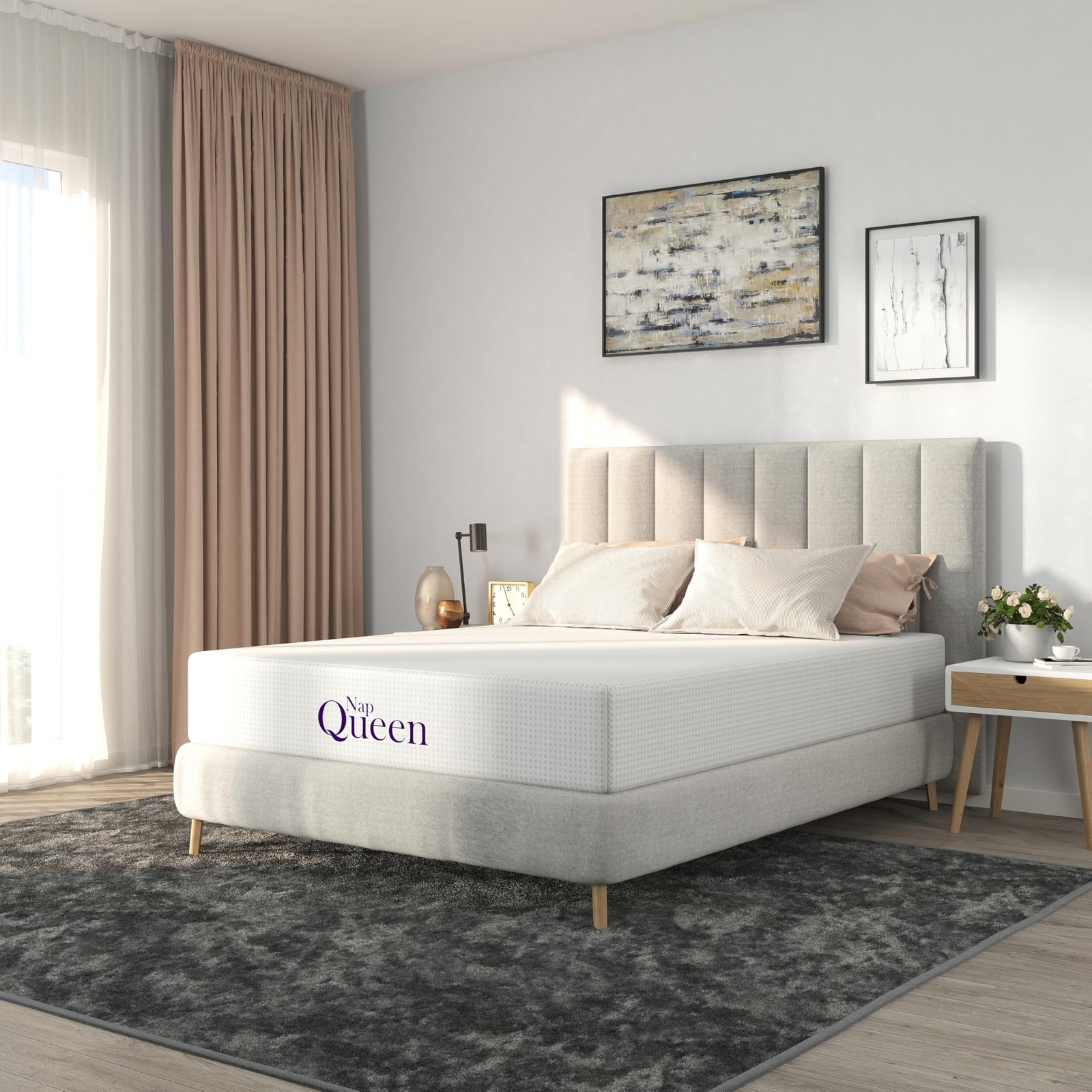 NapQueen 8 Inch Queen Size Mattress, Bamboo Charcoal Memory Foam Mattress, Be…