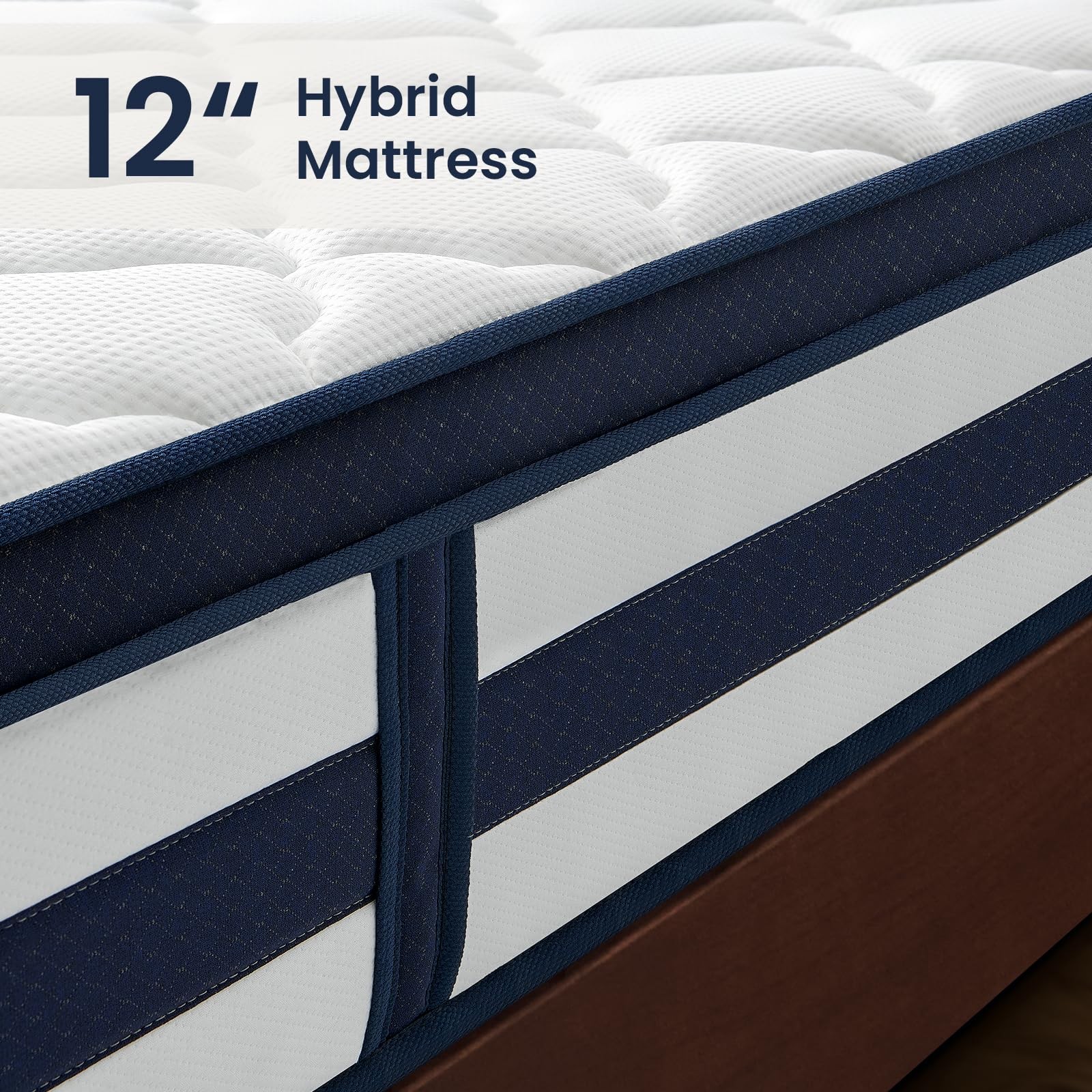 Twin XL Size Mattress, 12 Inch Gel Memory Foam Sprung Hybrid Mattress, Coolin…