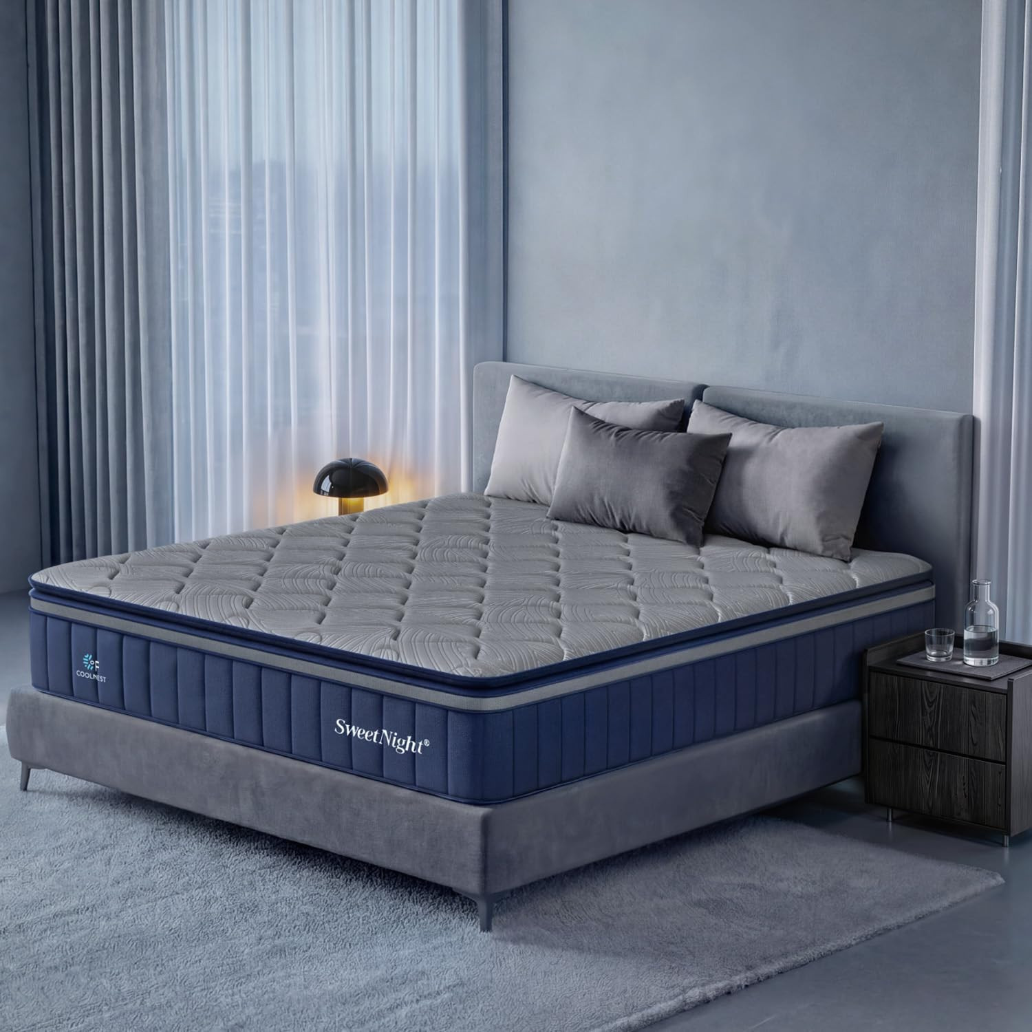 Sweetnight Coolnest 14 Inch King Size Mattress, Hybrid King Mattresses with Duos