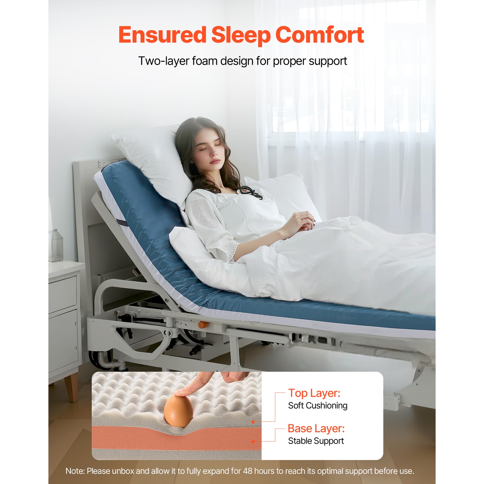 Uimoso 3.5-Inch Foam Mattress for Medical Beds,Water-Resistant & Non-Slip Design
