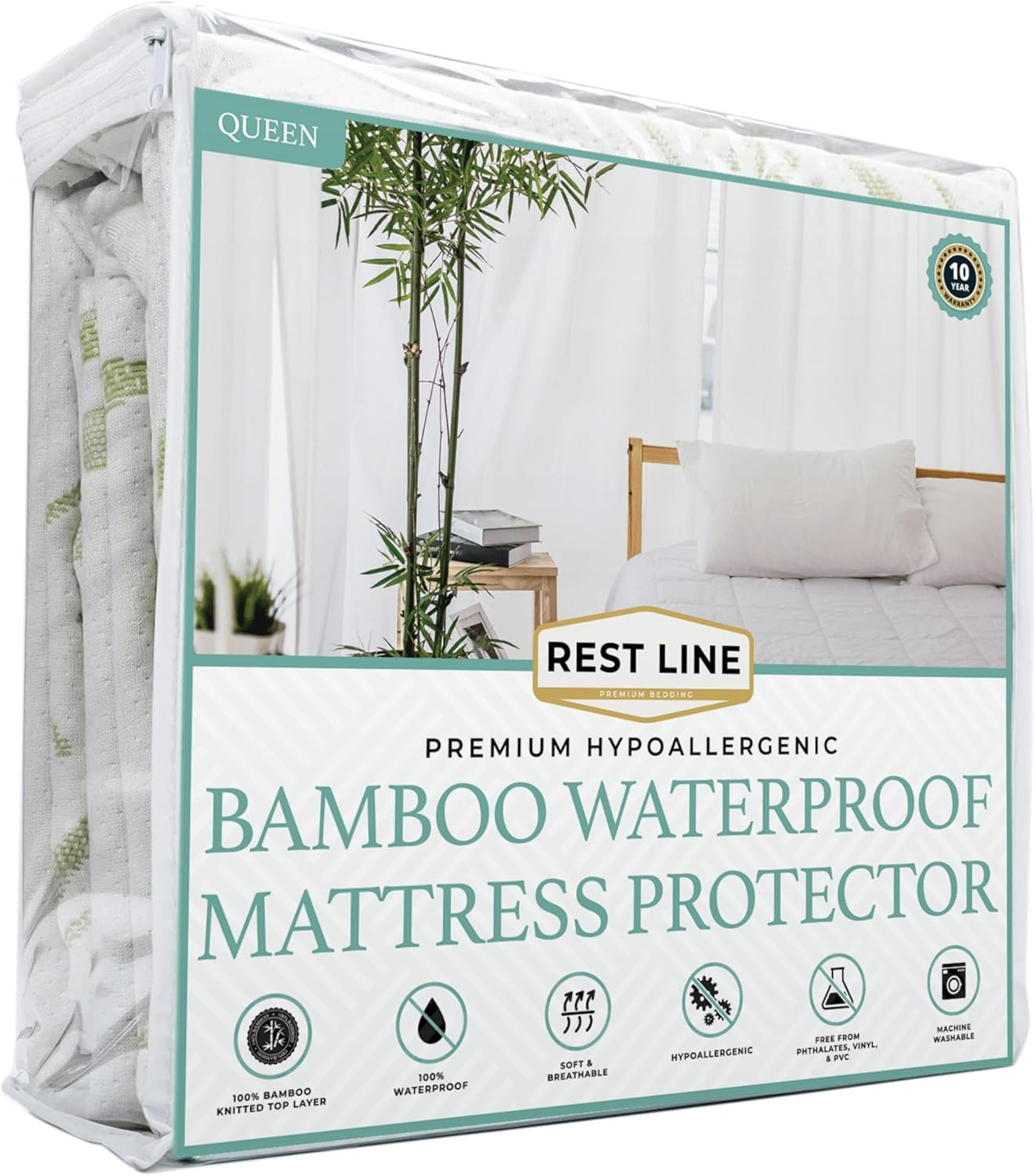 Queen Size 60X80” Premium Bamboo Waterproof Mattress Protector, 100% Viscose fro