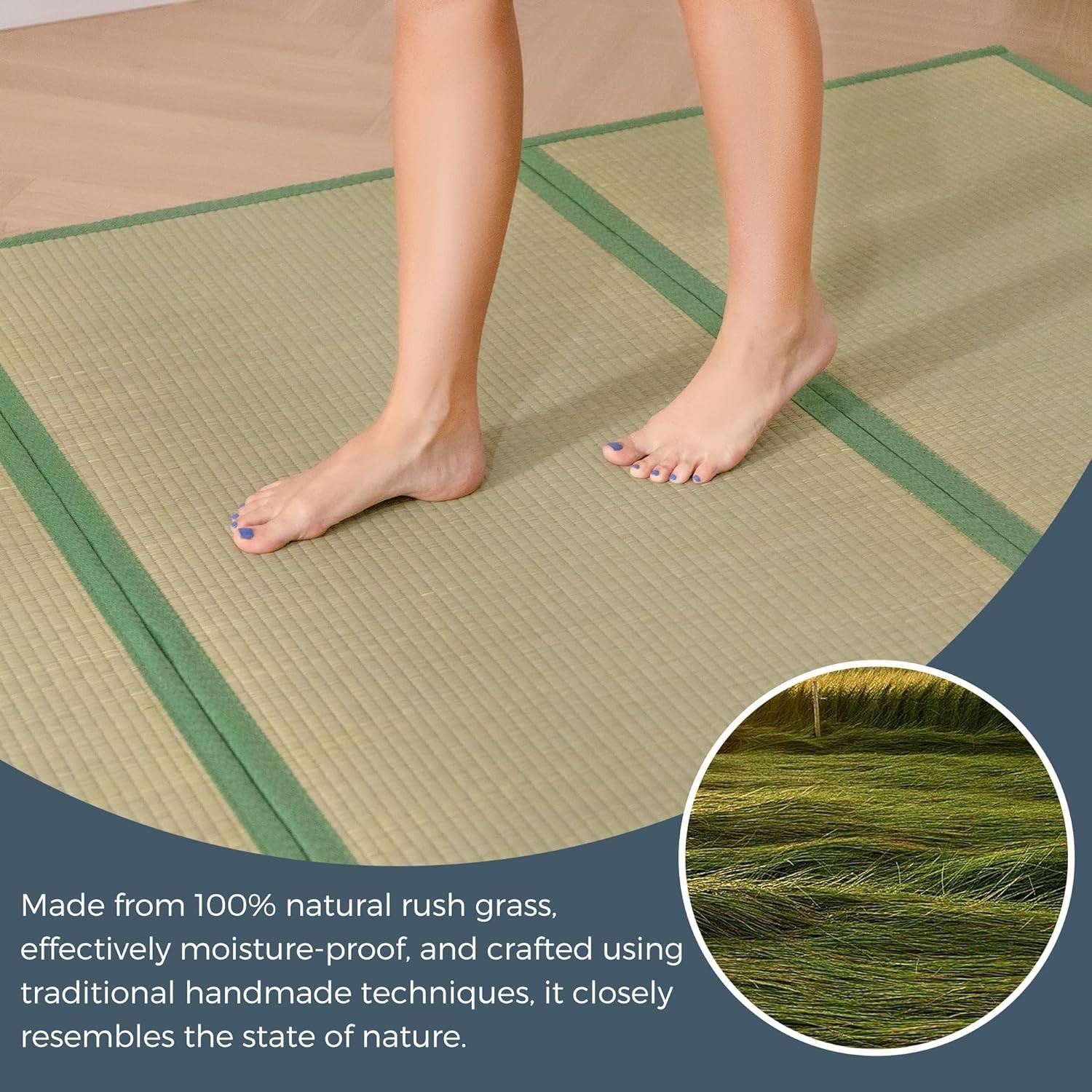MAXYOYO Japanese Tatami Mat 100% Rush Grass Portable Folding Mat#1132QY1
