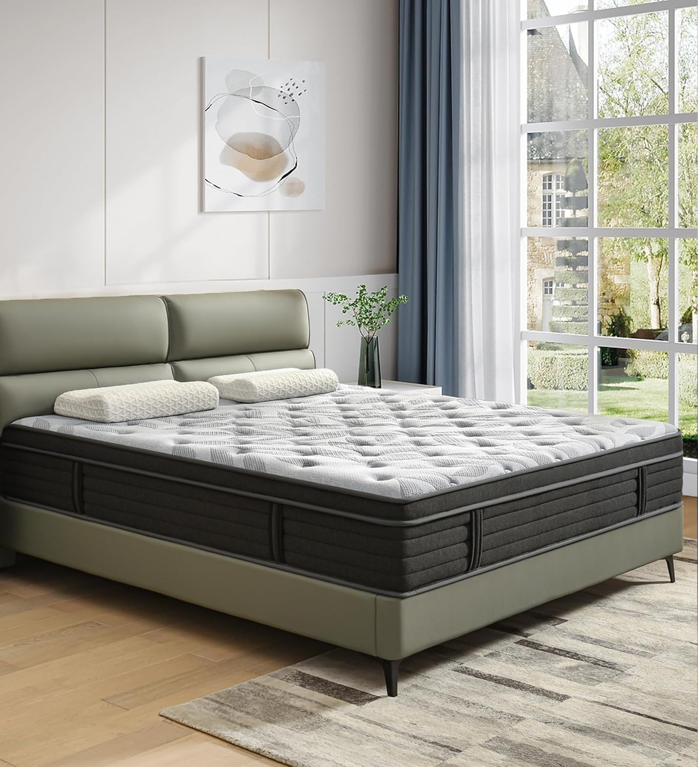 PECHINOU Twin Mattress,12 Inch Hybrid Mattress in a Box with Gel Memory Foam and
