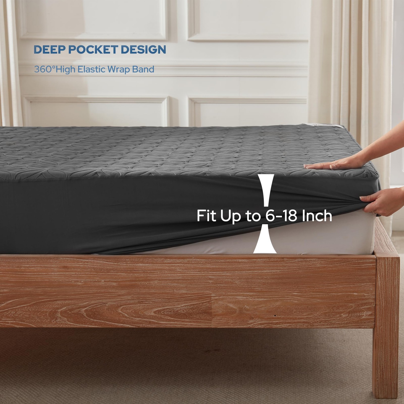 BEDLORE Waterproof Mattress Protector, Queen Size Pad Queen, 1 Gray