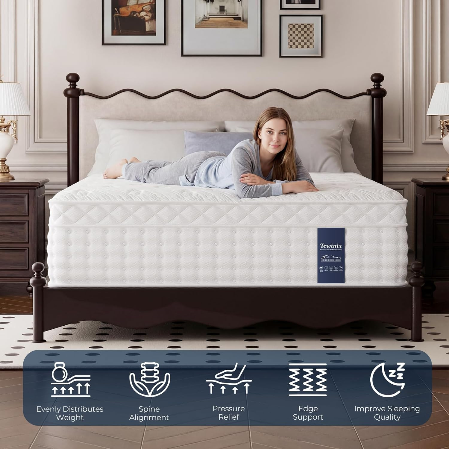14 Inch Queen Mattress, Plush Hybrid Mattresses with Gel Memory Foam in a Box, I