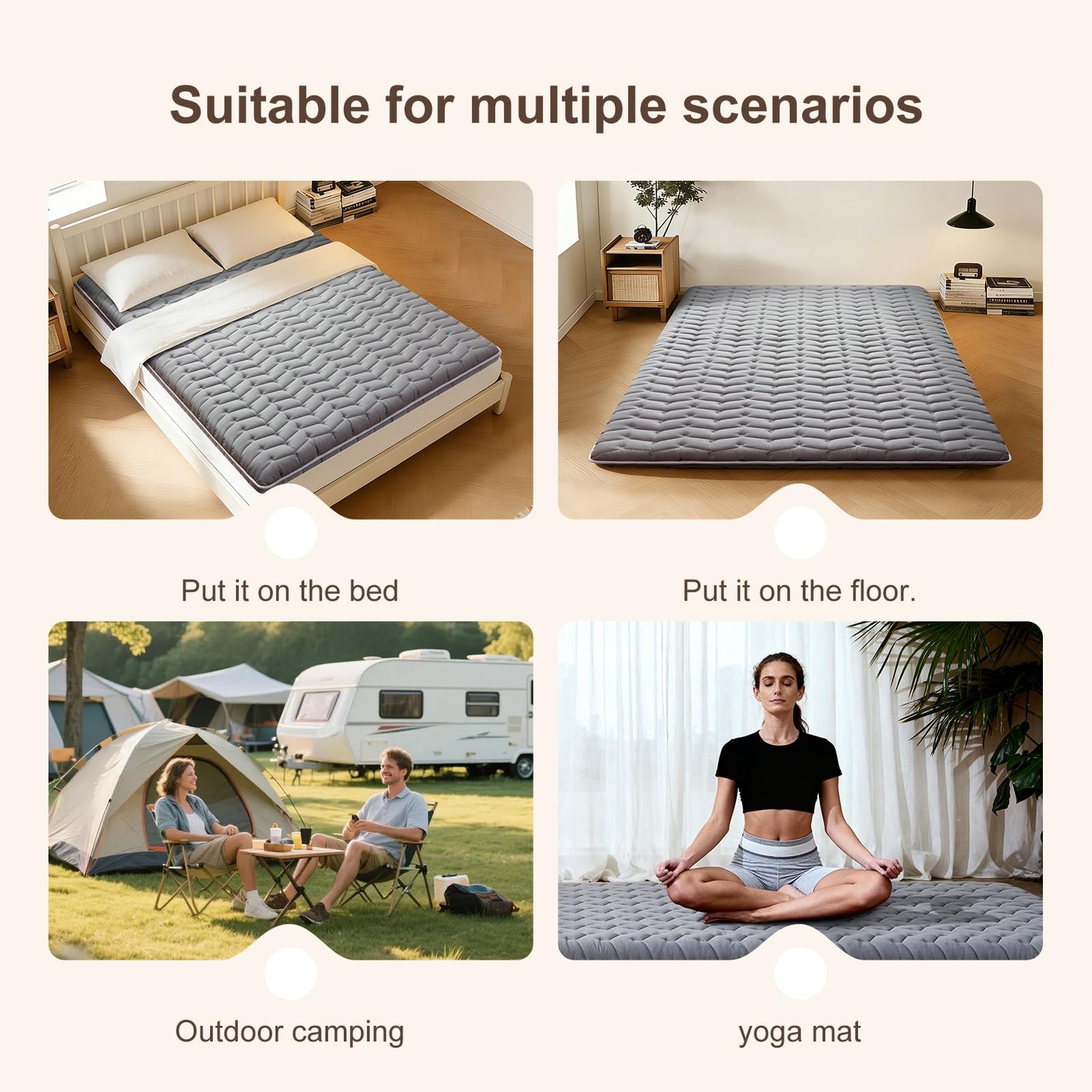 Premium Foam Japanese Futon Floor Mattress Full Size 54″x 80″,100% High Densi…