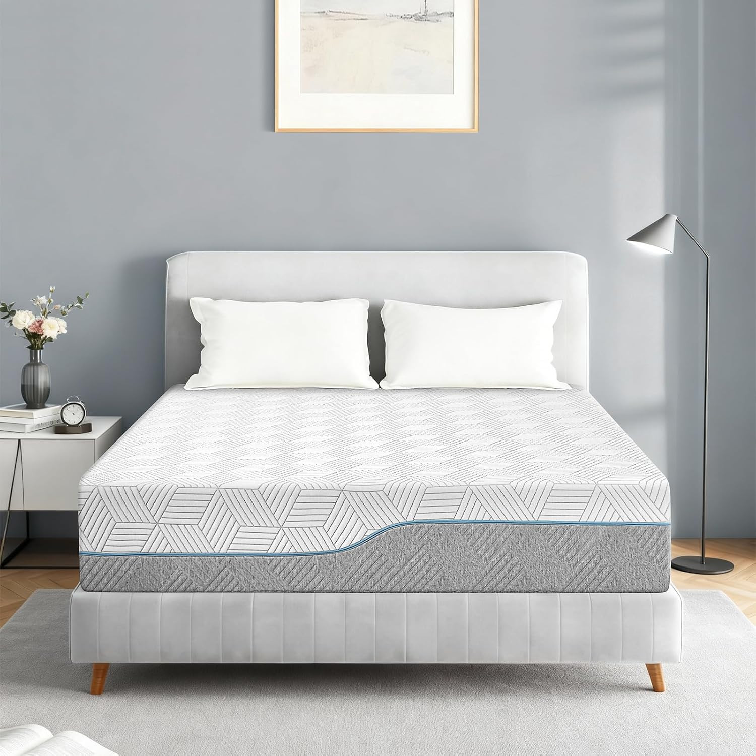 14″ Extra Firm Memory Foam Queen Mattress, Cool Green Tea, CertiPUR-US