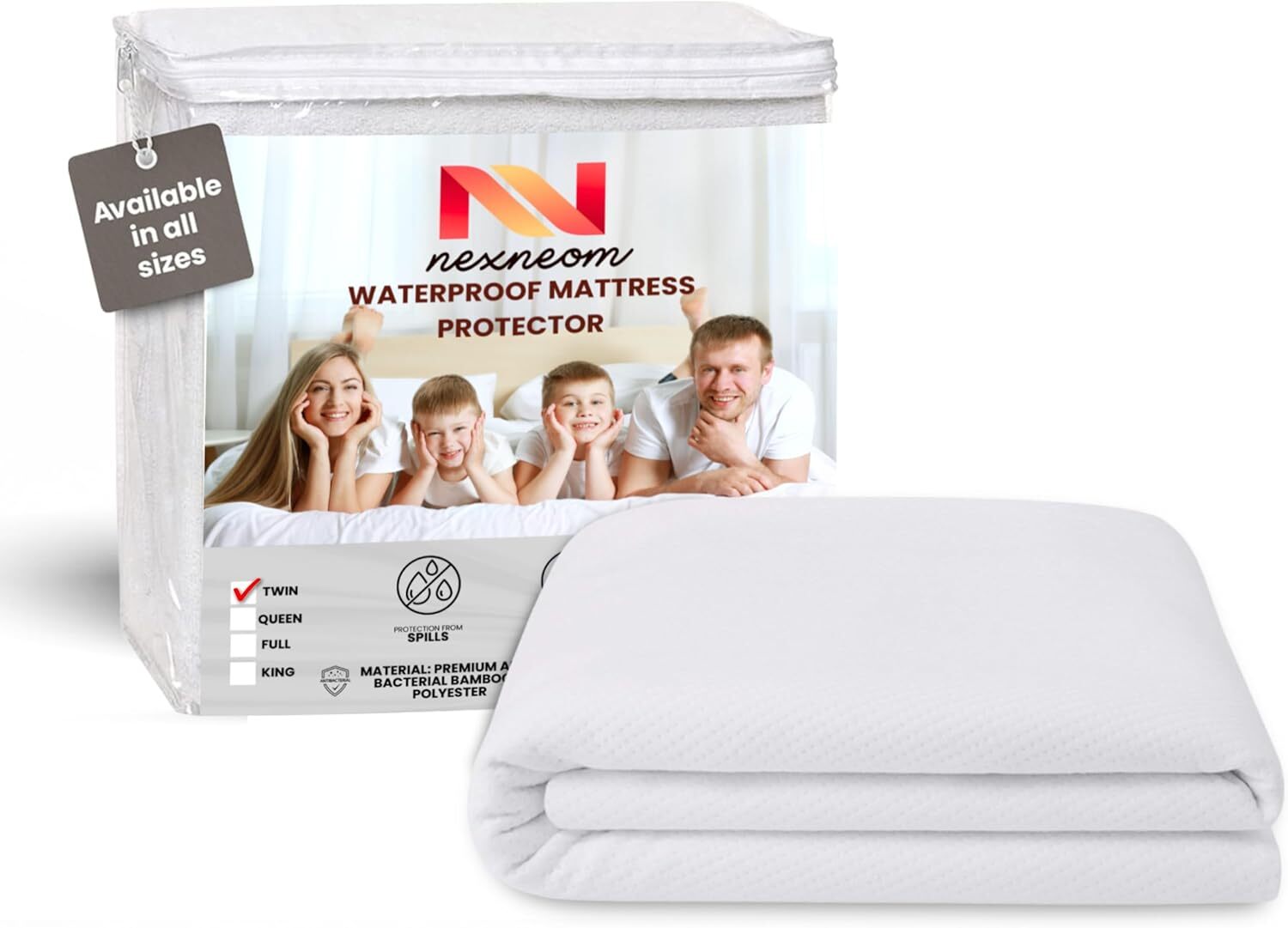 Waterproof Mattress Protector – Deep Pocket Fits 8-21» Twin, White