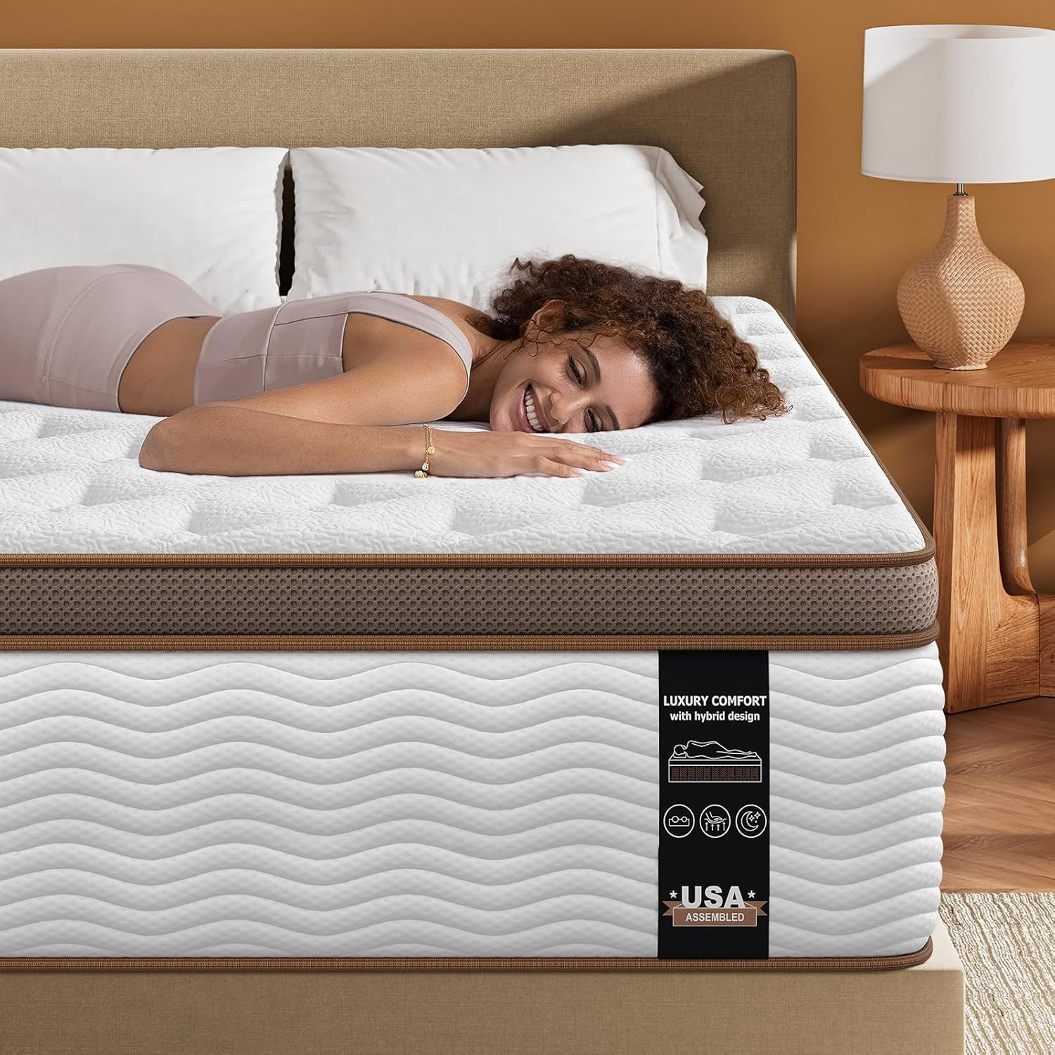 Queen Mattress 14 Inch – Firm Hybrid Mattress with Orthopedic Spinal Support for