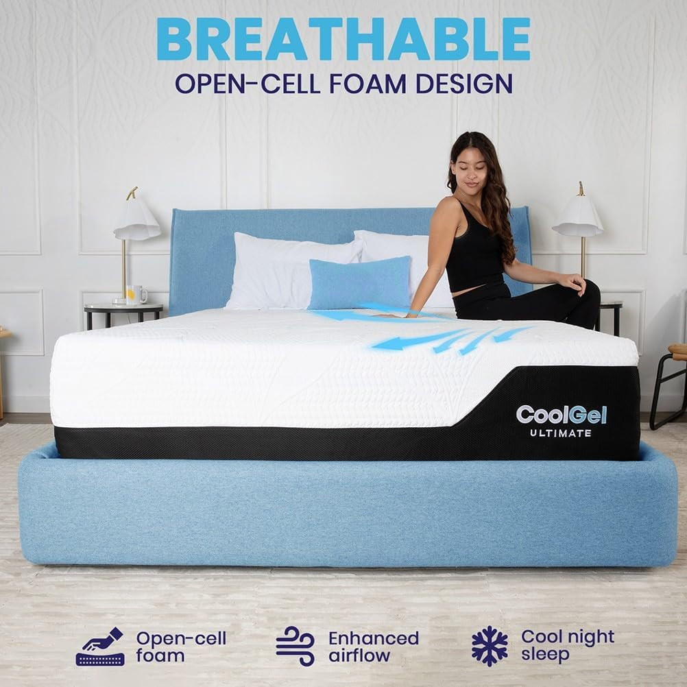 Classic Brands Chill Memory Foam 14-Inch Mattress with 2 BONUS Pillows |Certipu