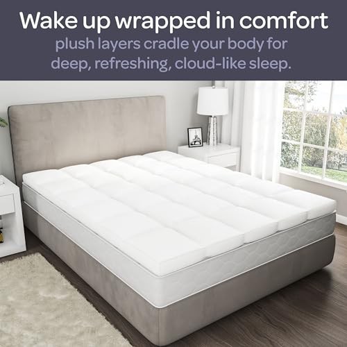 Down Mattress Topper – 4-Inch Duck and Goose Feather Bed with Twin White