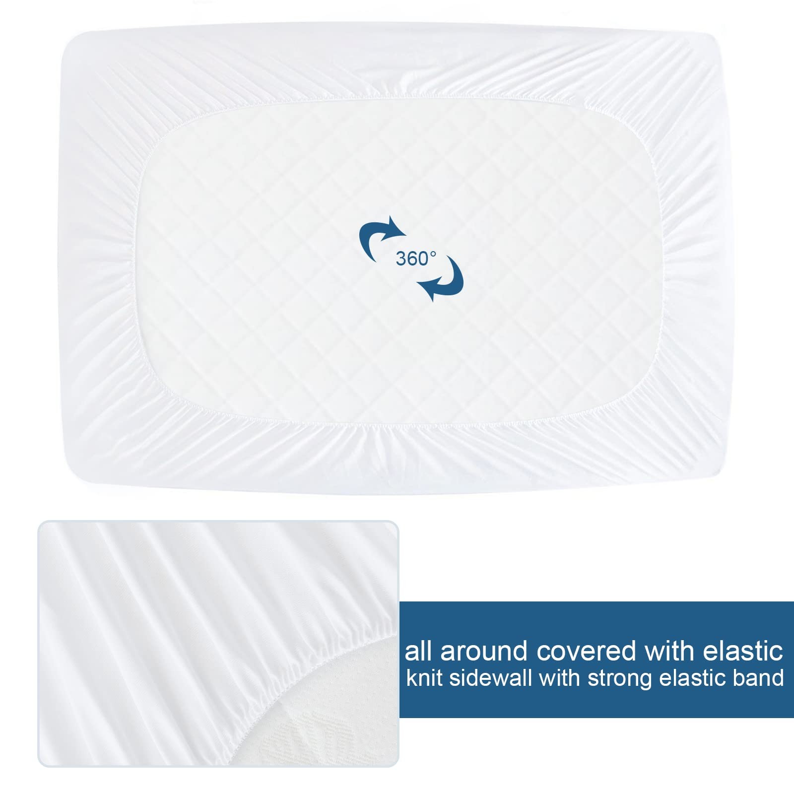 Queen Mattress Protector Waterproof Cover Absorbent Fitted Sheet Queen, White