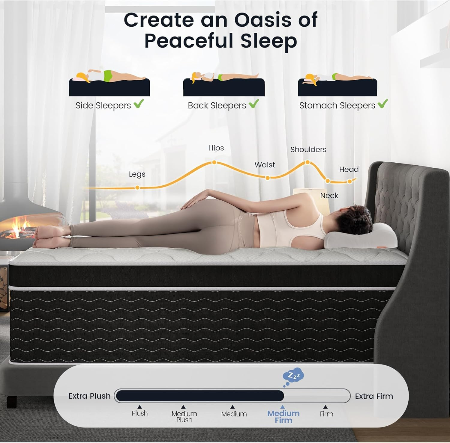 Queen Mattress, 14 Inch Hybrid Mattress Queen Size in a Box, Extra Edge Support,