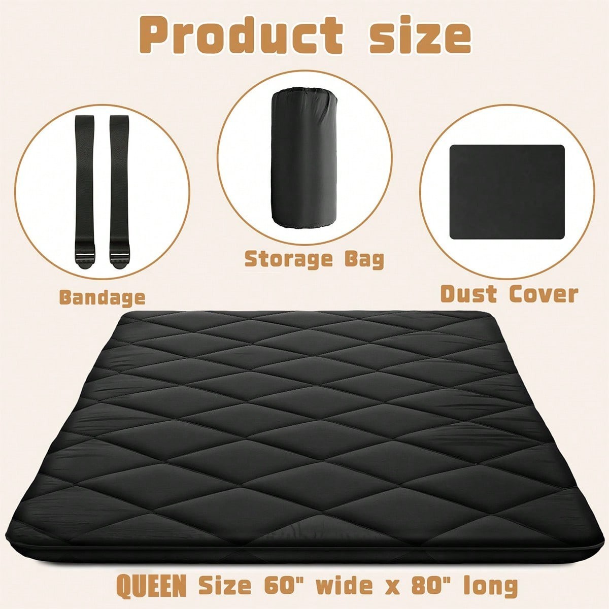 Foldable Japanese Tatami Floor Mattress Queen Size 60×80 Thicken Foam Sleeping