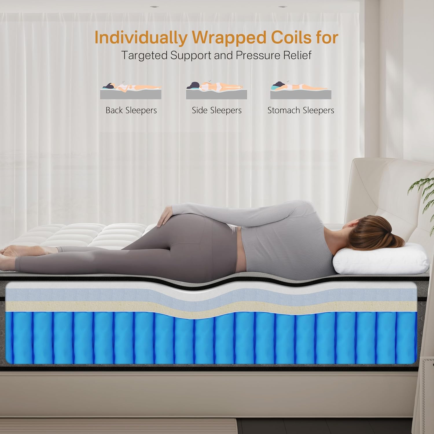LETMOON King Mattress 12 Inch, Luxury Hybrid King Size Mattress in a Box with Co
