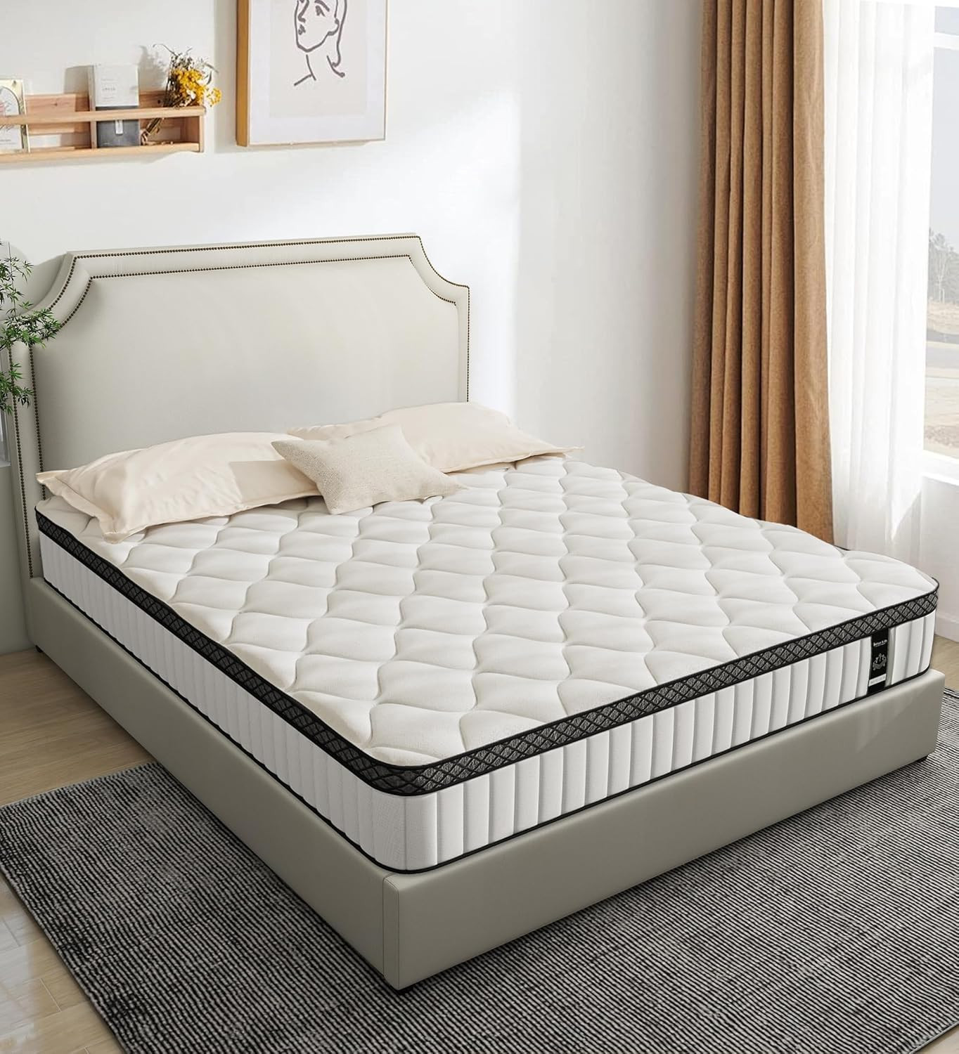 Queen Mattress,10 Inch Hybrid Mattress in a Box with Gel Memory Foam and Pocket