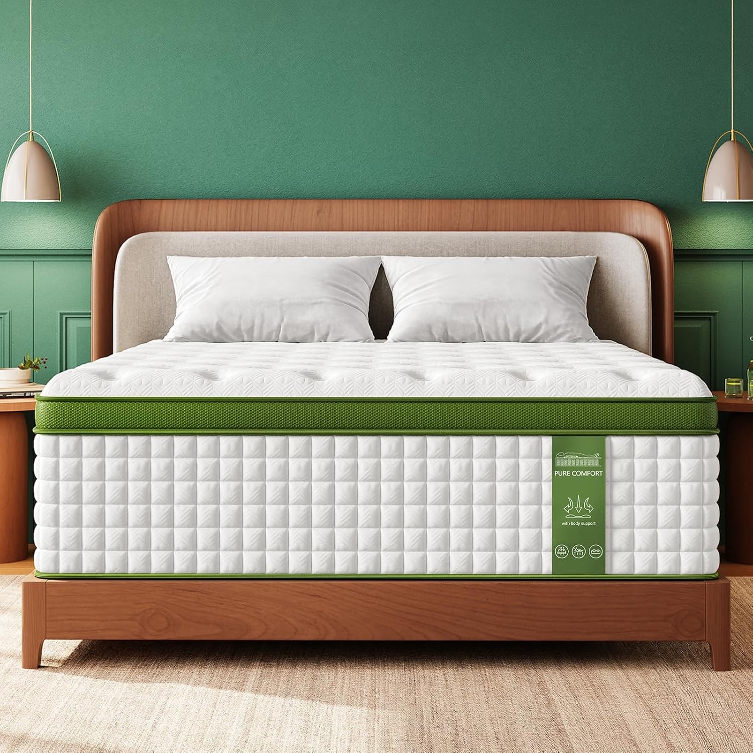 Medium Firm King Mattress 14 Inch Cooling Gel Hybrid Bed for Side Sleepers &