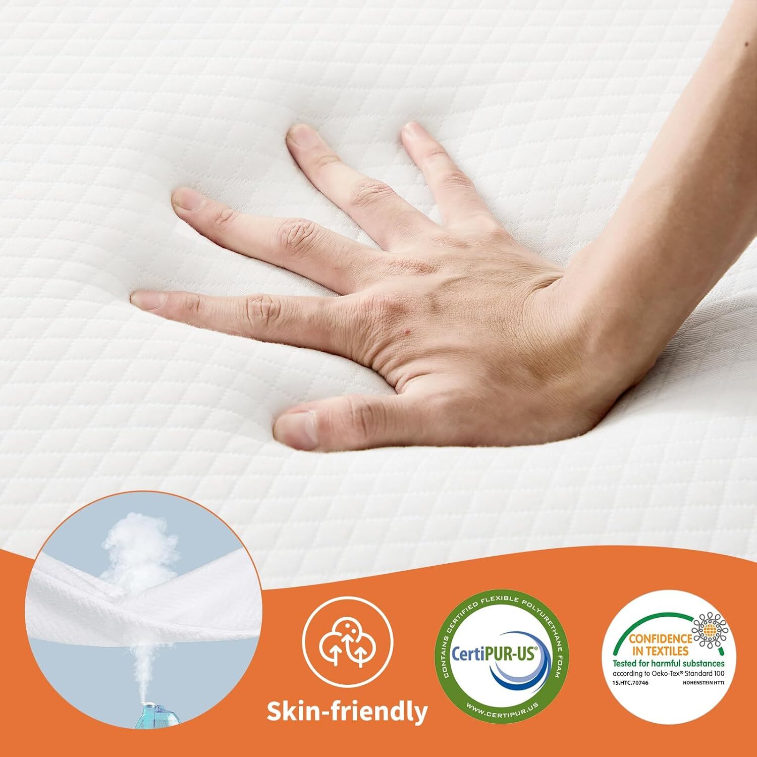 Folding Mattress Twin 4-Inc Tri-Fold Mattress with Memory Foam 75″×38″×4″