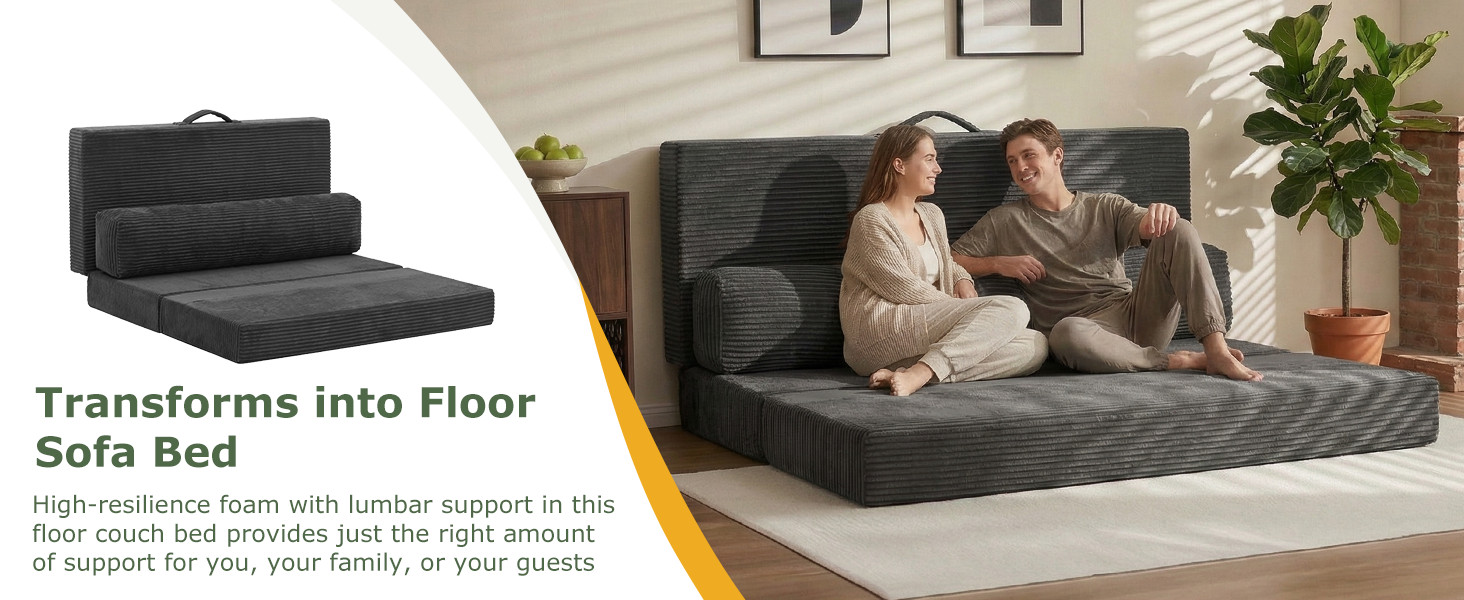 6 inch Tri-Folding Mattr Full Size, Convertible Sofa Bed Foldable