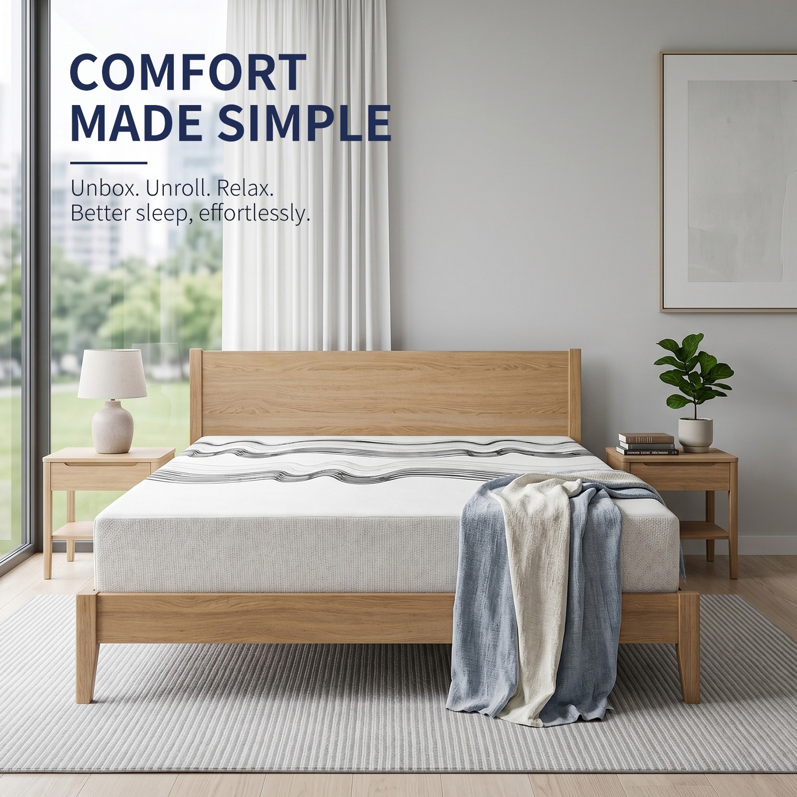 King Size Memory Foam Mattress 12 Inch for Cooling Night Sleep Comfort Support