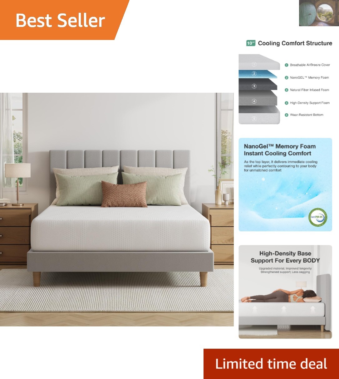 10-Inch Queen Mattress in a Box – Gel Foam for Low Motion Transfer & Comfort