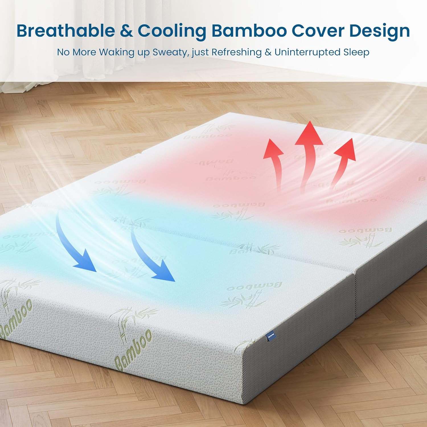 Trifold Mattress Queen Size, 6 Inch, Portable Folding Mattress with Memory Foam,