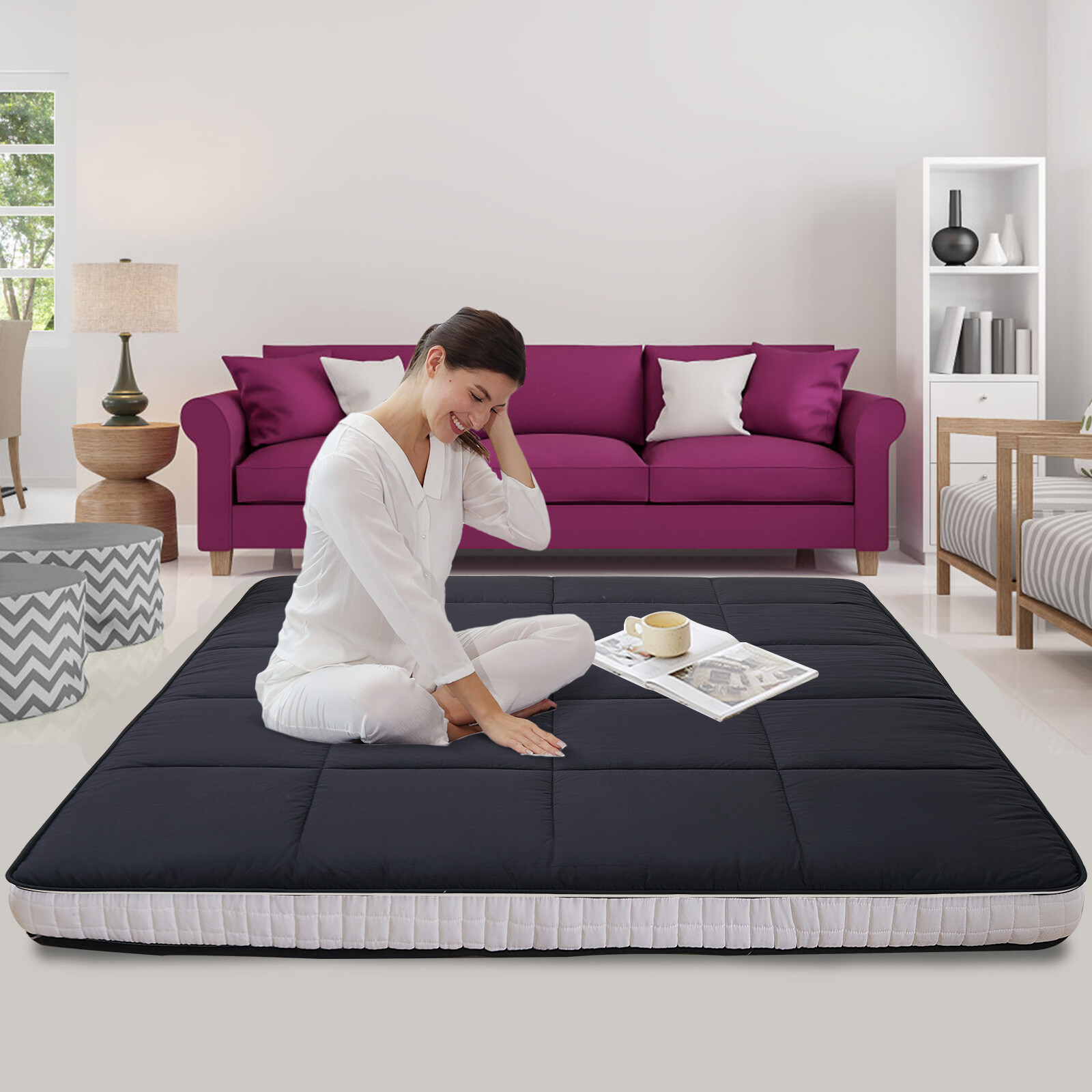 SLSY Futon Mattress, Japanese Floor Mattress Quilted Bed Mattress Topper Mat