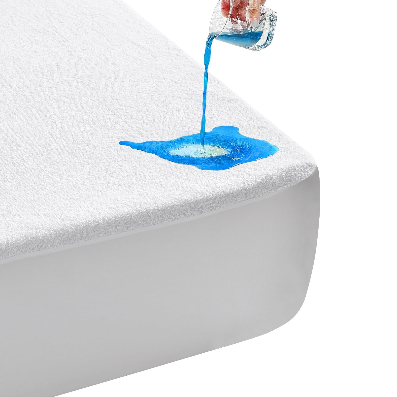 LAVANCE Waterproof Mattress Protector Queen Size, Premium Cotton Queen, White