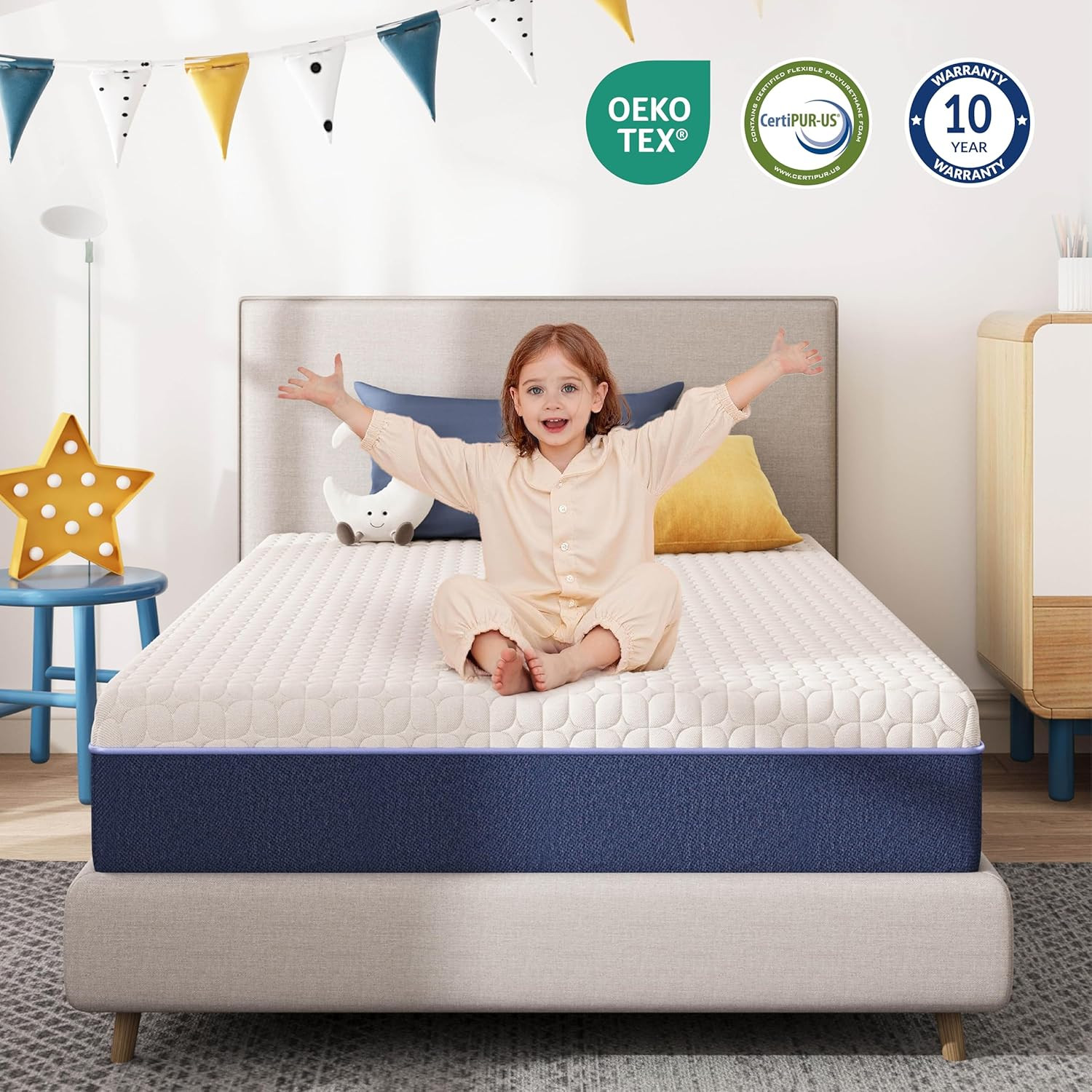 Gelsea 8 Inch Twin Size Mattress for Kids, Gel Cooling Memory Foam Mattress in a