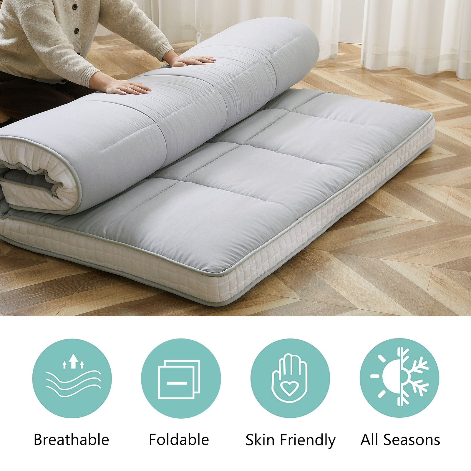 SLSY Futon Mattress, Japanese Floor Mattress Quilted Bed Mattress Topper Mat