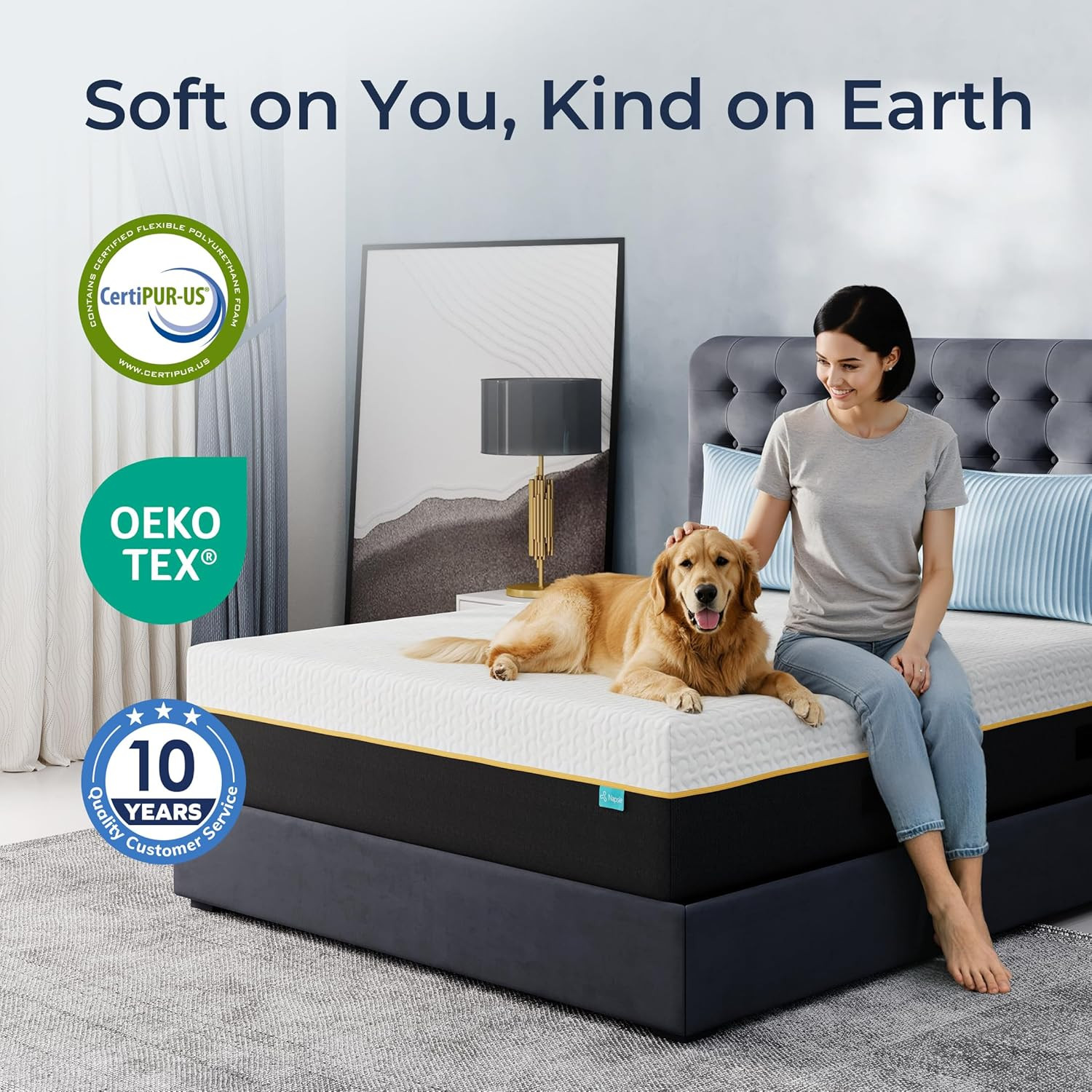 14 Inch King Size Mattress, Cooling Tencel Cover, King Memory Foam Mattress in a