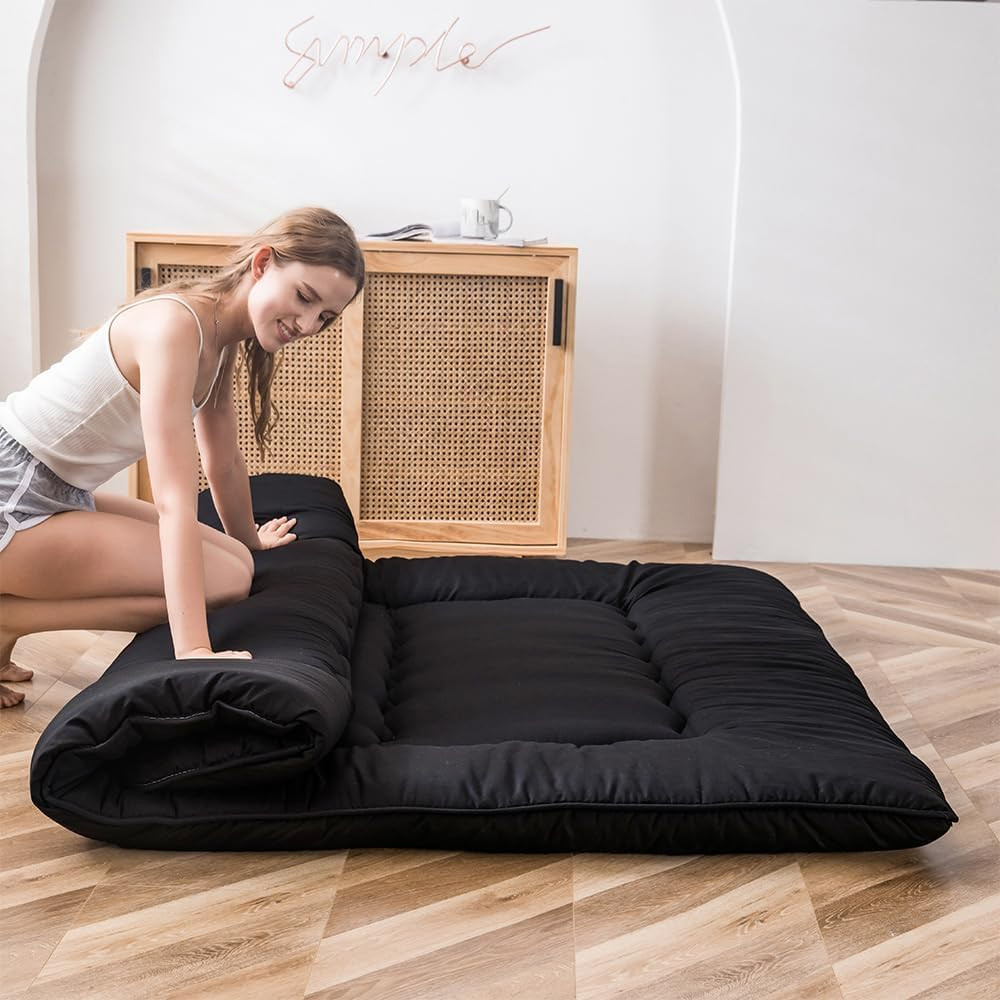 Japanese Floor Mattress Futon Mattress, 4″ Thicken Tatami Mat Sleeping Pad Folda