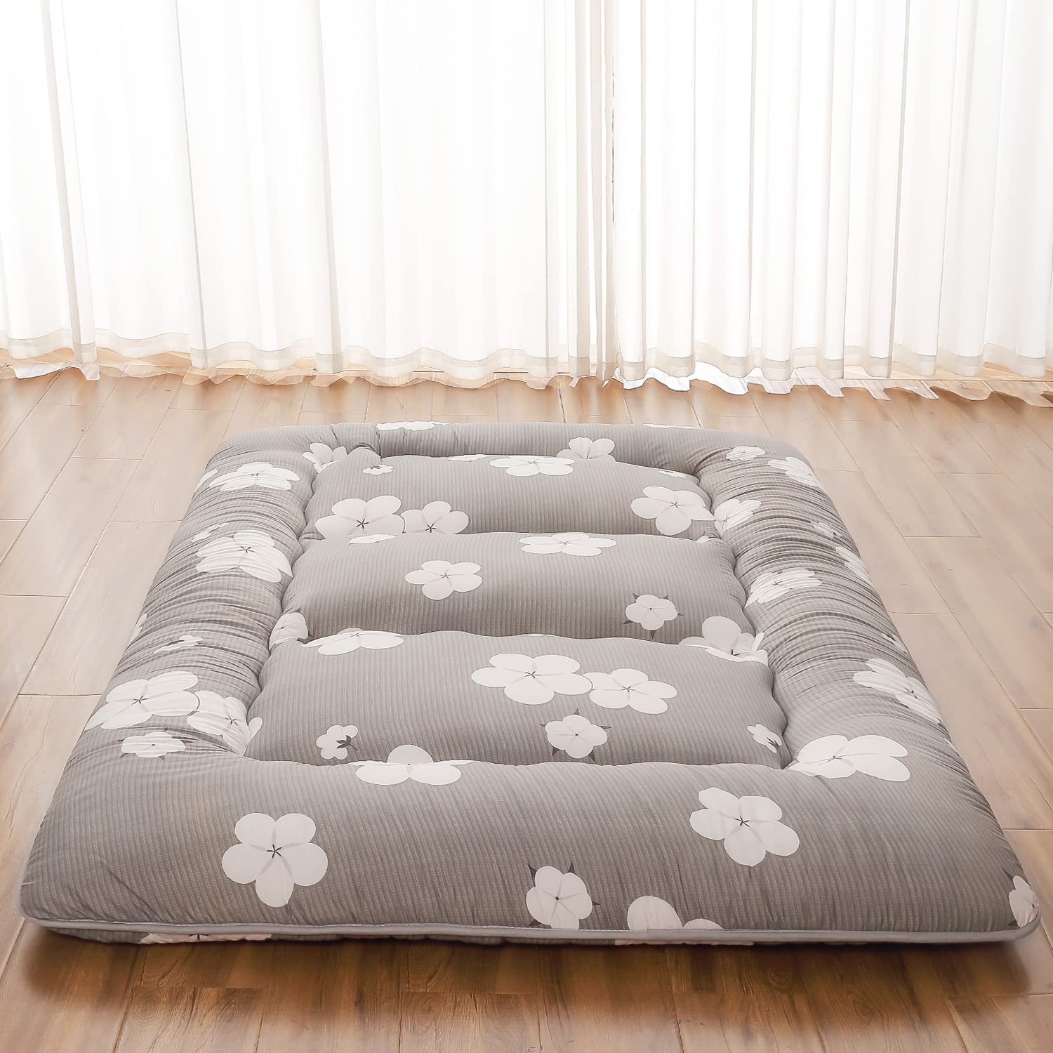 Japanese Floor Mattress, Futon Mattress with Portable Storage Bag and Washabl…