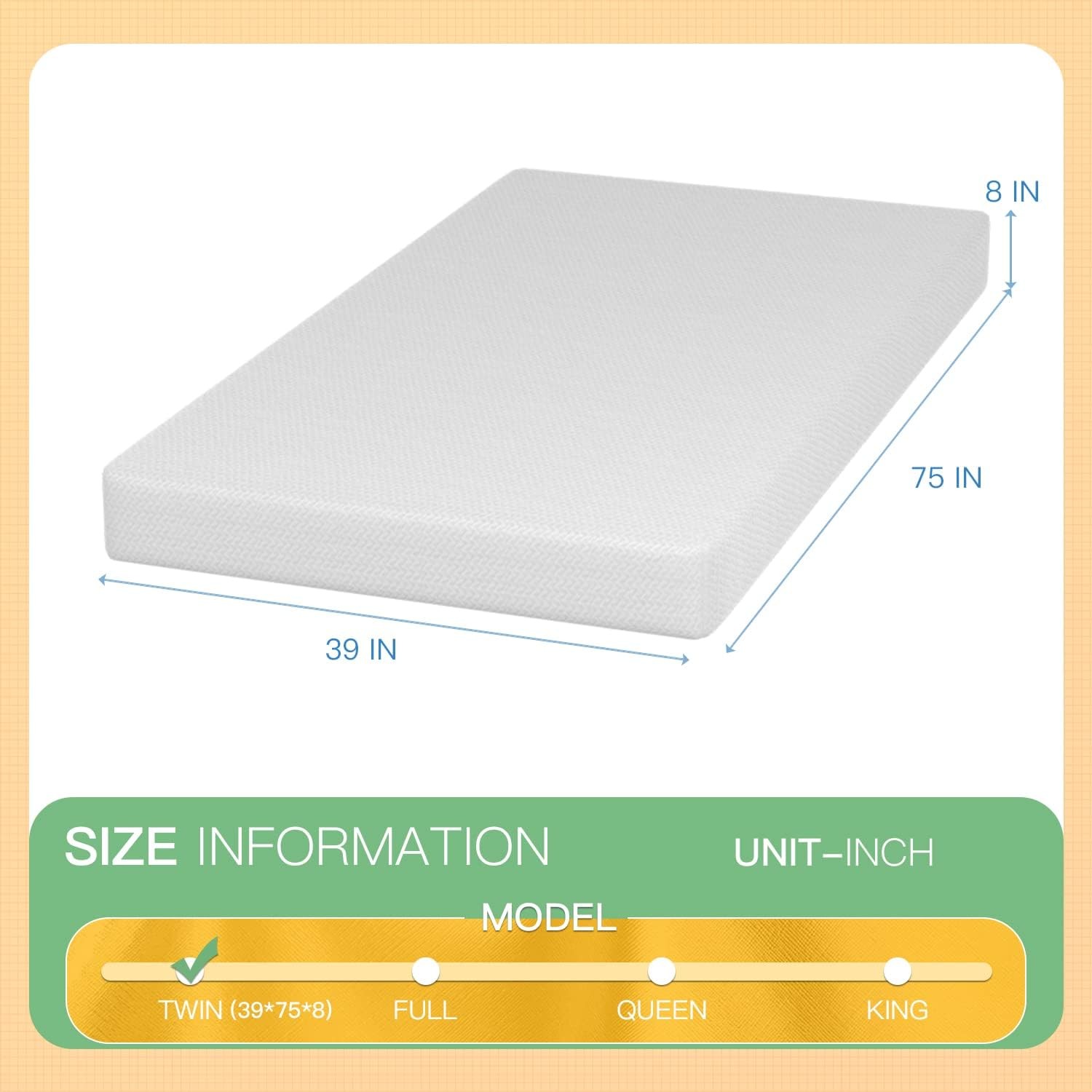 8 Inch Memory Foam Mattress Cooling Gel Green Tea Infused CertiPUR
