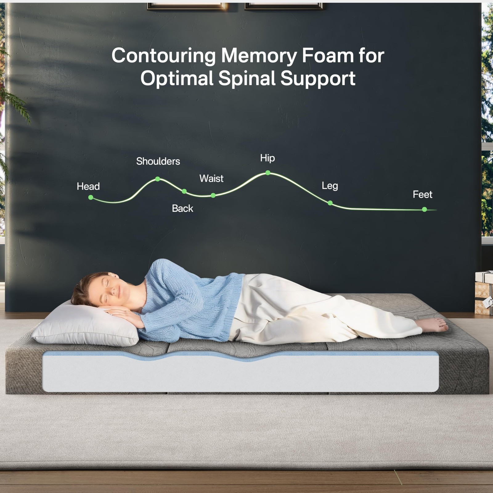 6 Inch Folding Mattress Twin Size, Memory Foam Trifold Mattress for Guest & M…