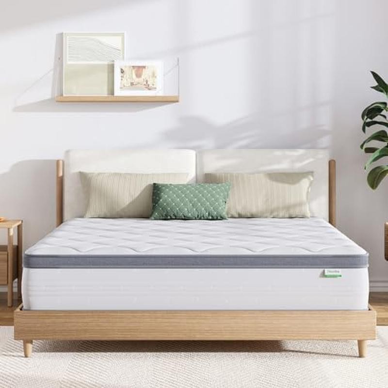 King Hybrid Mattress 12 Inch Comfort Foam Innerspring Pillow Top Pressure Relief