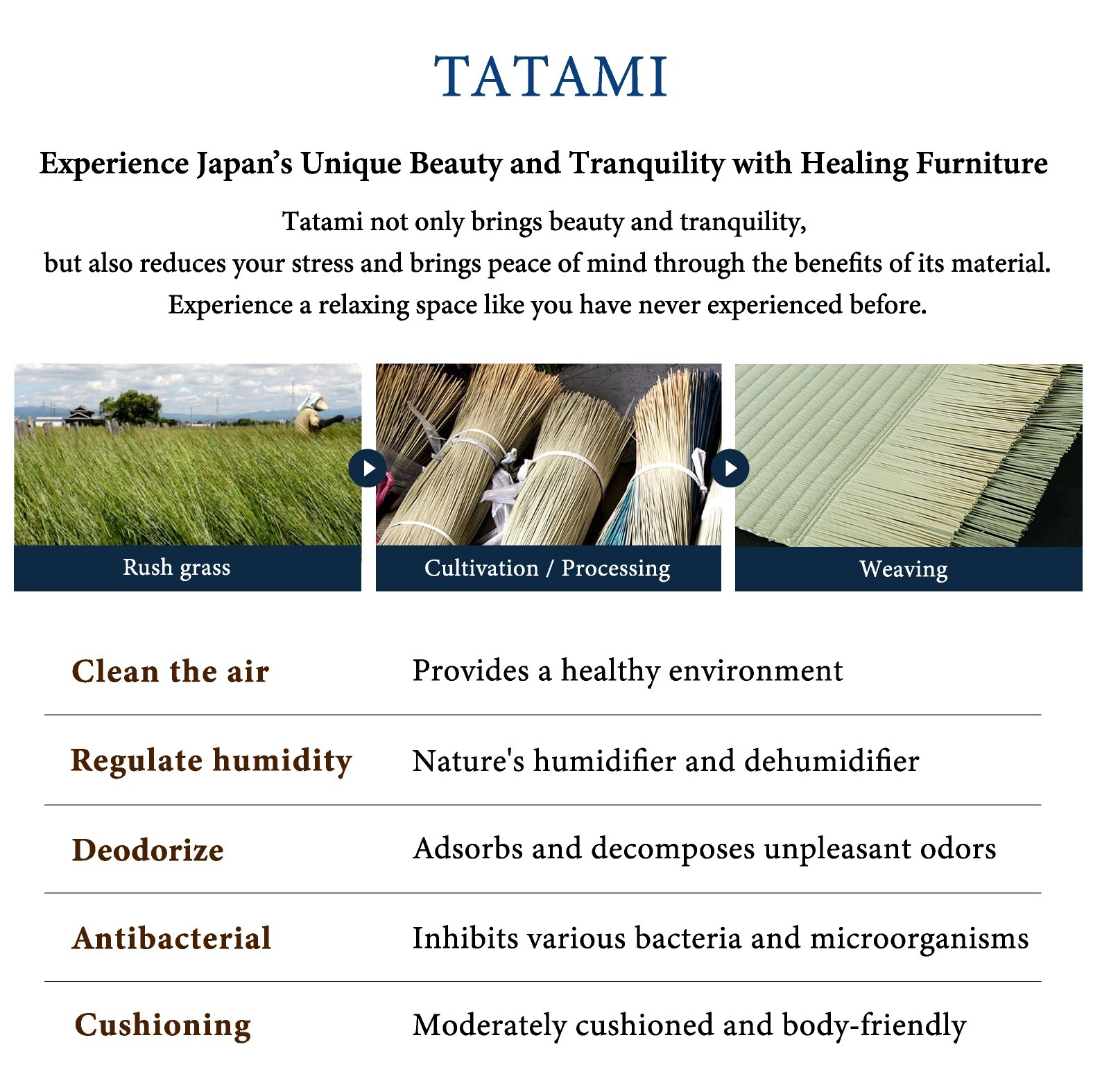 HAGIHARA Tatami Mattress Queen Japanese rush grass Futon mat Foldable Beige 2607