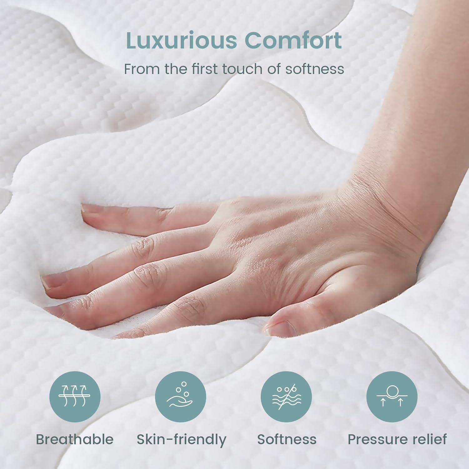 14″ Medium Firm King Mattress – Hybrid, 7-Zone Pocket Springs, Pressure Relief