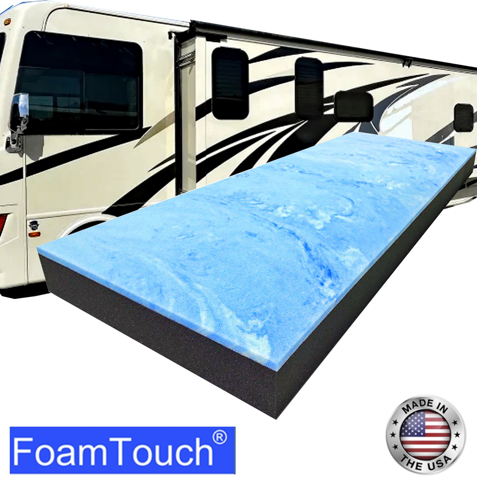 FoamTouch 5″x48″x80 RV Mattress, 1″ Gel on 4″ Charcoal High Density