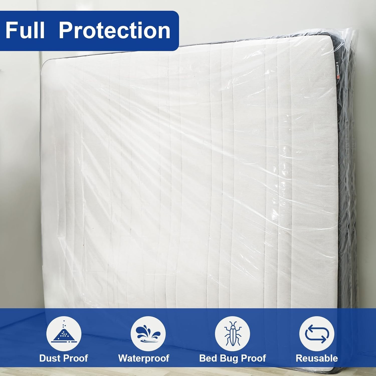 Clear Mattress Bag for King/Queen Size Storage and Disposal 1.5mil Thick