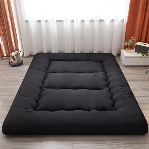 Japanese Floor Mattress Futon Mattress, Thicken Tatami Mat Sleeping Full Black