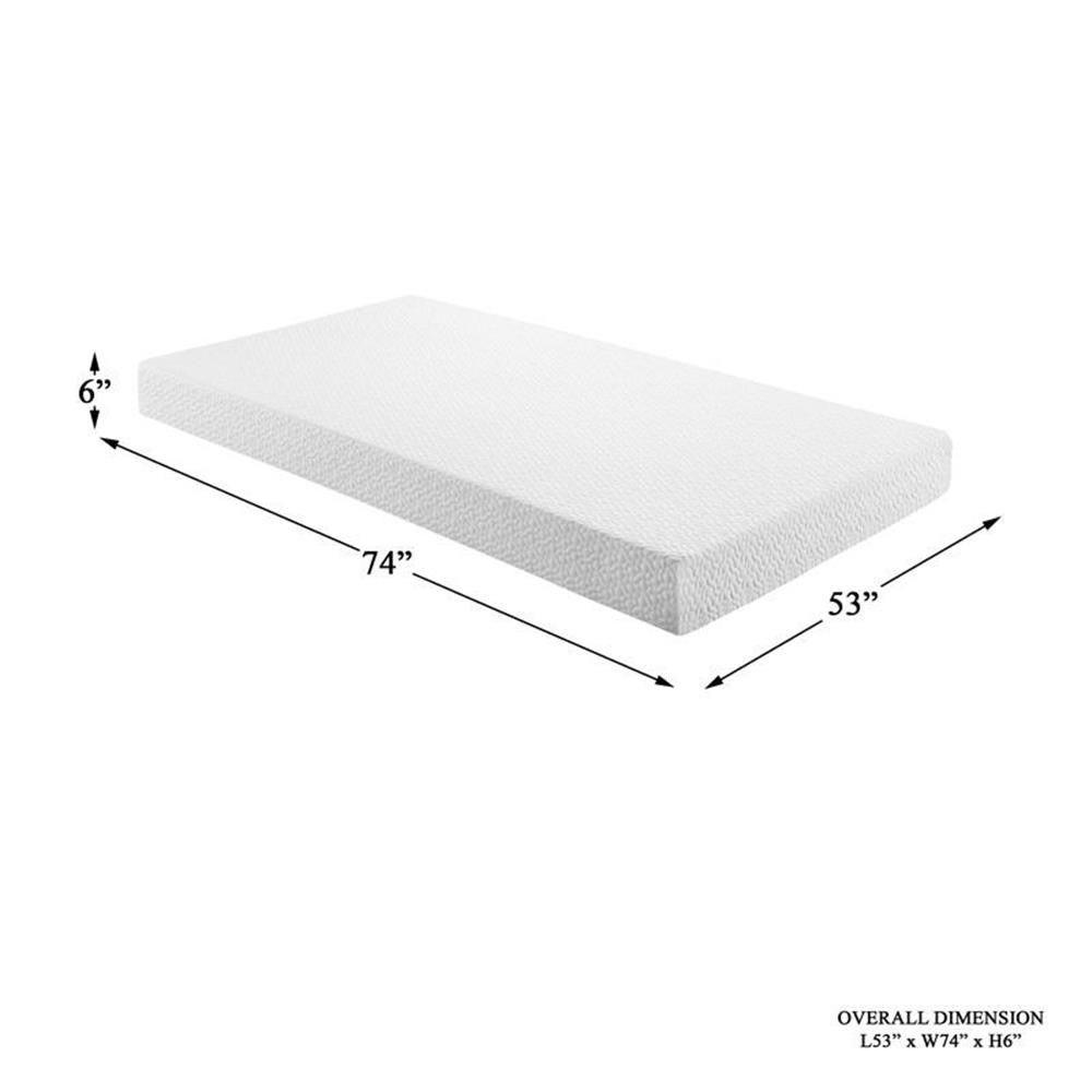 Pemberly Row 6″ Modern Fabric Full Gel Memory Mattress in White