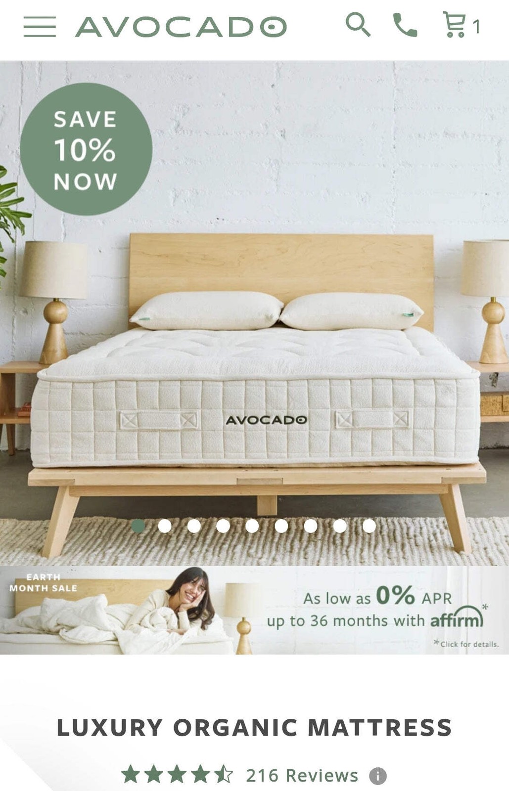 Avocado Luxury Organic Standard Medium No Pillow Top Queen/ Full Size