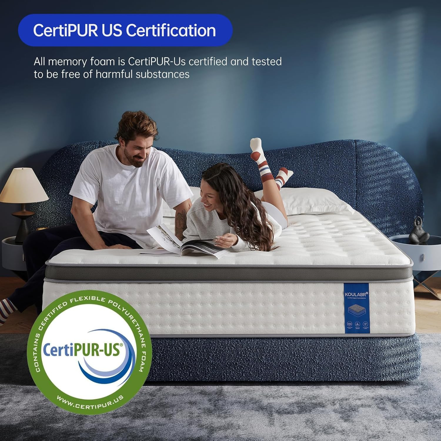 14″ Queen Hybrid Mattress – Gel Memory Foam & Pocket Coils, Medium Firm