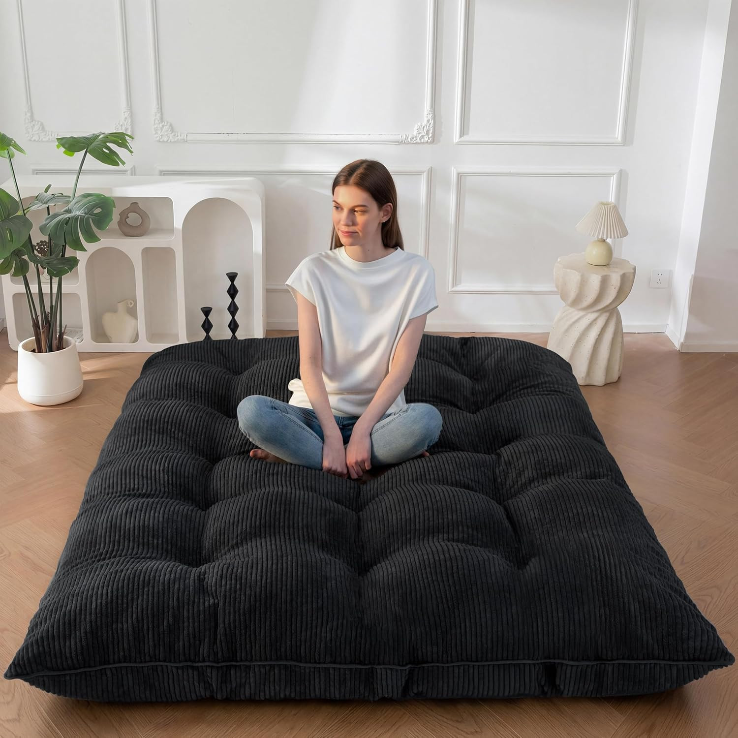6″ Japanese Floor Mattress, Foldable Futon Mattress Queen Size, Tufted Roll up F